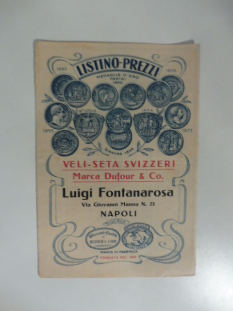 Veli seta svizzeri Marca Dufour & Co. Luigi Fontanarosa, Napoli. Pieghevole pubblicitario